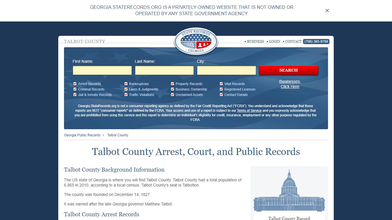 Talbot County Arrest, Court, and Public Records