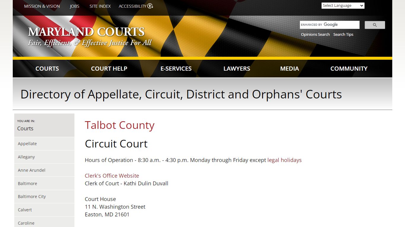 Talbot County | Maryland Courts